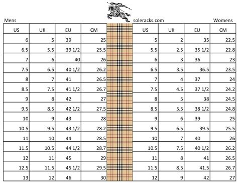 burberry women's shoe size chart|burberry size guide women s.